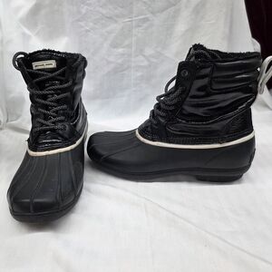 Michael Kors Easton Lace-Up Black Women's Duck Boots